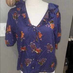 Ungaro Vintage Floral Ruffle Women's Top in Excellent Shape